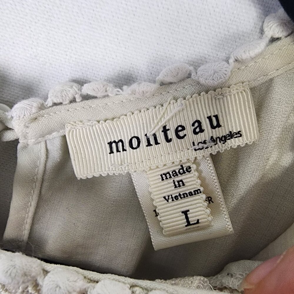 Monteau Embroidered Lace Cap Sleeve Blouse SIZE LARGE - Picture 2 of 6